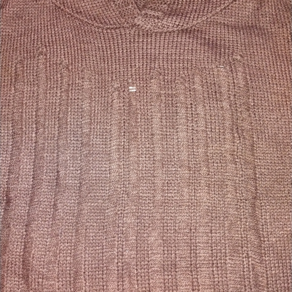 XL Brown Knit Hoodie | Distressed Eyelet Detail | Oversized Cozy Fall Sweater - Picture 2 of 6